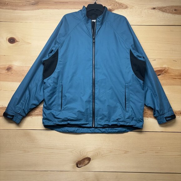 Footjoy Jacket Mens Large Blue Full Zip Golf Tour Rain Coat Waterproof FJ